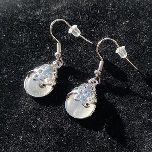 NEW Elegant Imitation White Stone Silver Drop Earrings